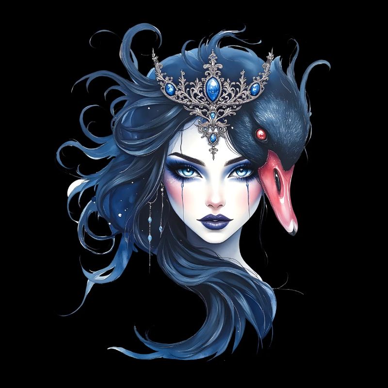 Blaue Königin mit Schwan