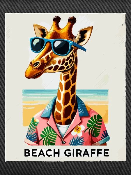Beach Giraffe with Sunglasses