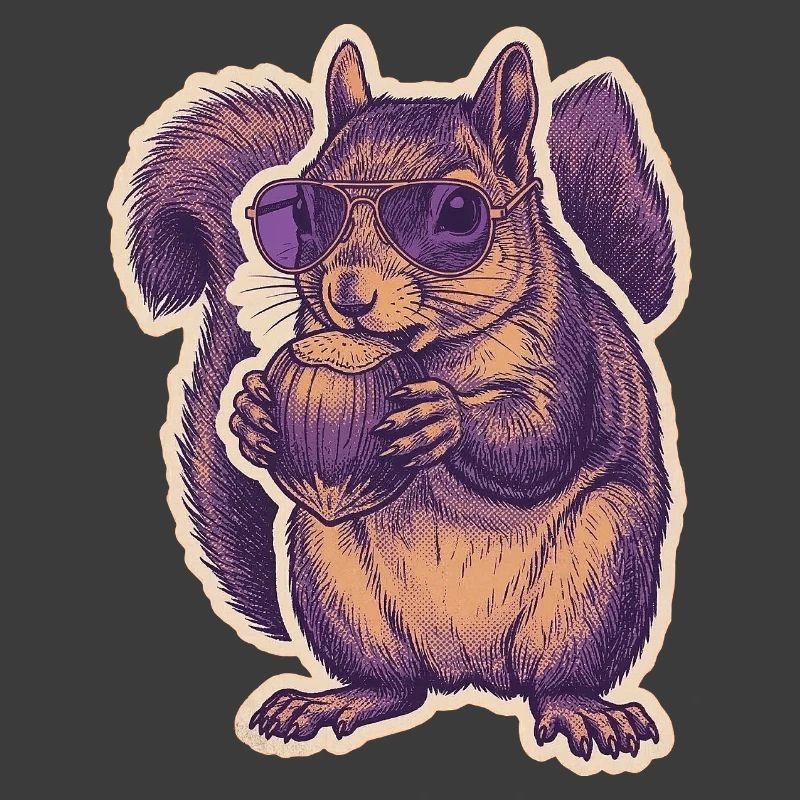Eichhörnchen Mit Sonnenbrille Knabbert Haselnuss