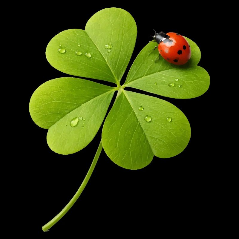 Four-leaf clover with ladybug