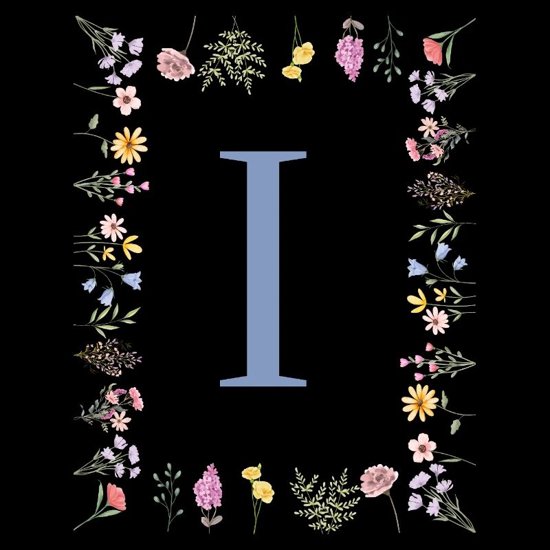 Floral Initial "I" Floral Monogram