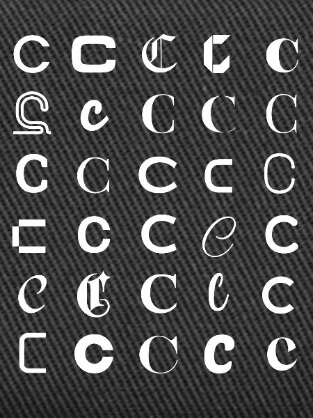 Typografie C-Glyphen-Monogramm-Satz