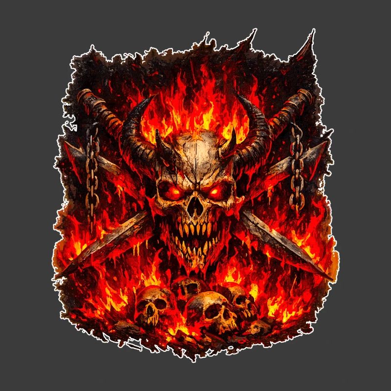 Fire Skull with Horns