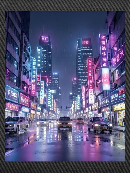 Neonregen-Stadtlandschaft