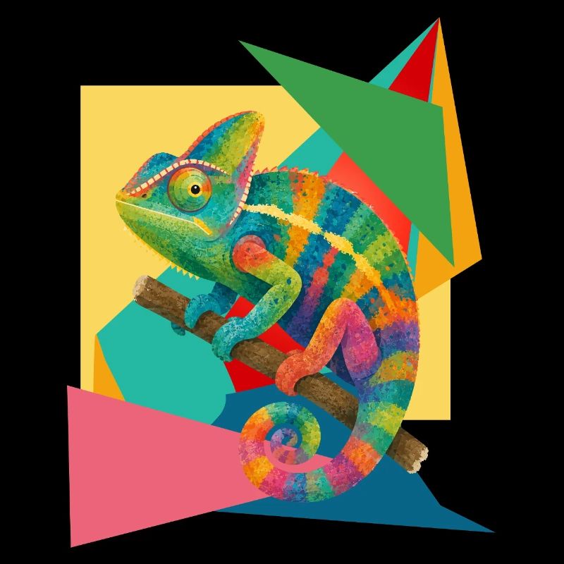 Colorful Chameleon Geometry Art