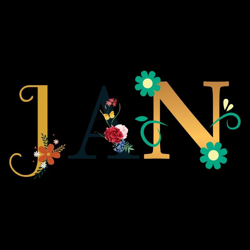 JAN Nom Décoré de Fleurs