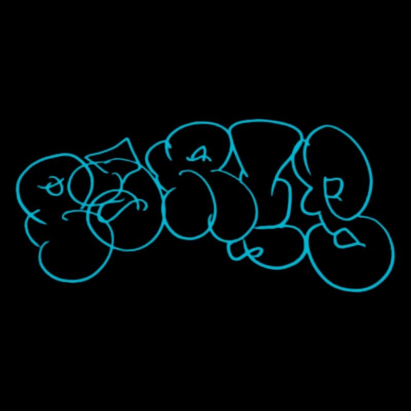 Blaues Bubble-Graffiti Muster im Paris Style