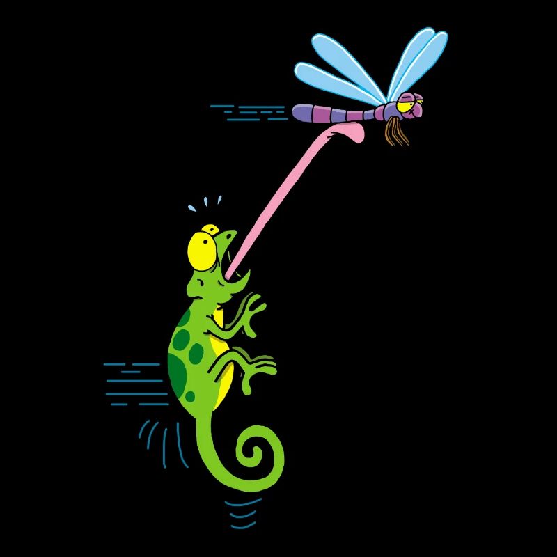 Caméléon et libellule