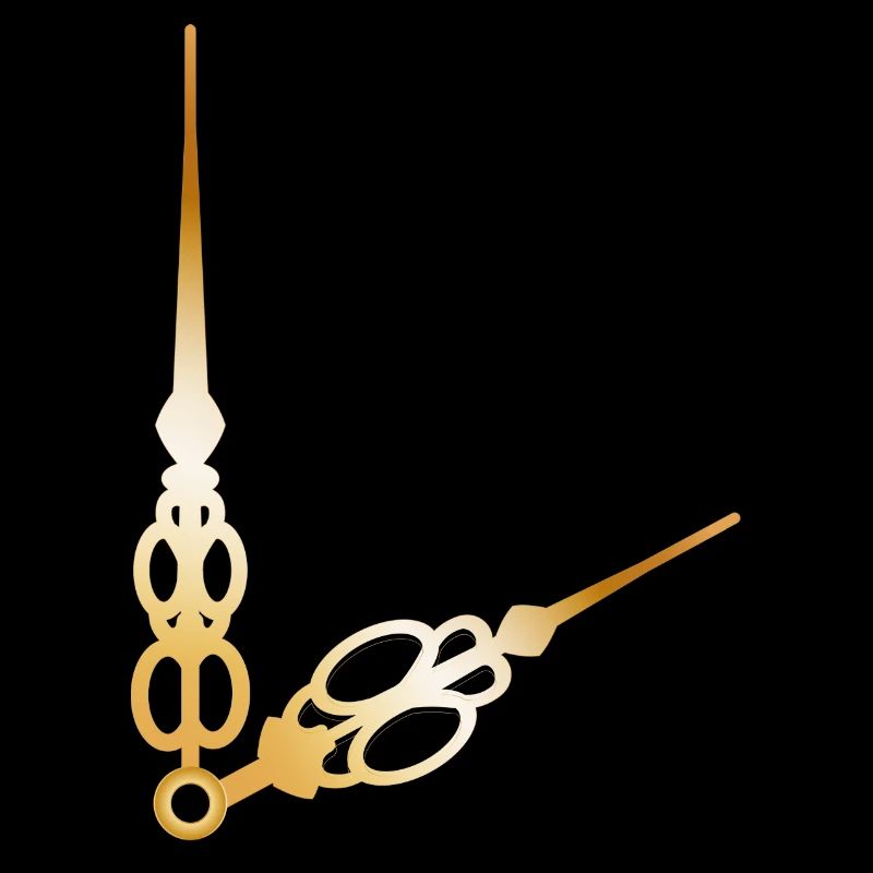 golden big and small clock hands