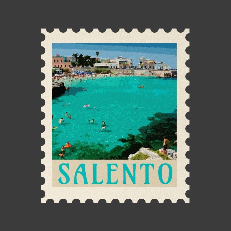 Salento Turquoise Beach Retro Poster