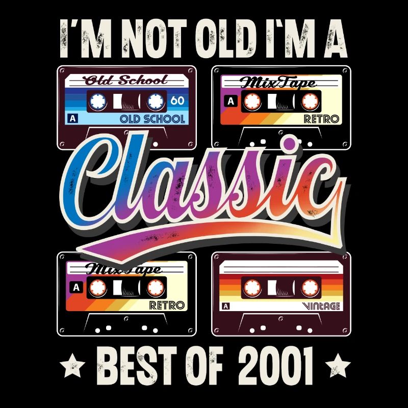 2001 Année de naissance Anniversaire Cassette Vintage