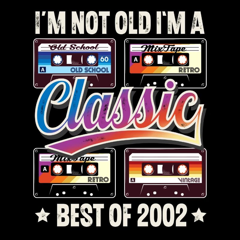 2002 Année de naissance Anniversaire Cassette Vintage
