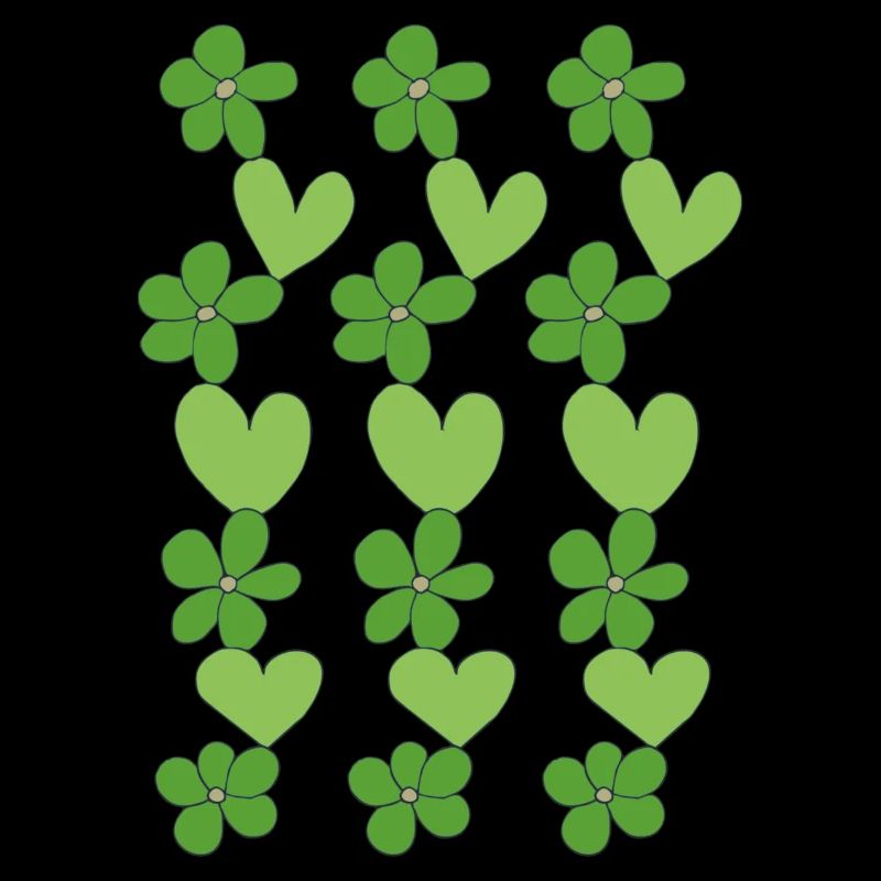 cœurs fleurs vert
