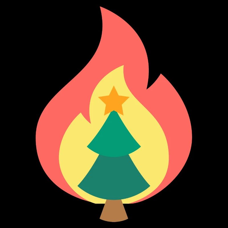 Christmas Tree Flame Minimal Design