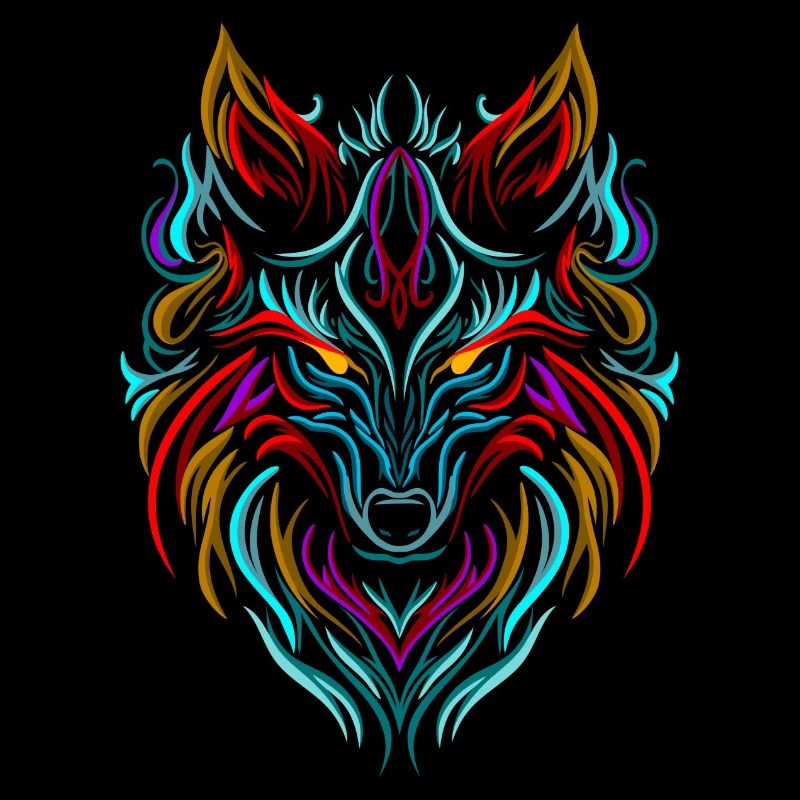 Wolf Tattoo Colorful