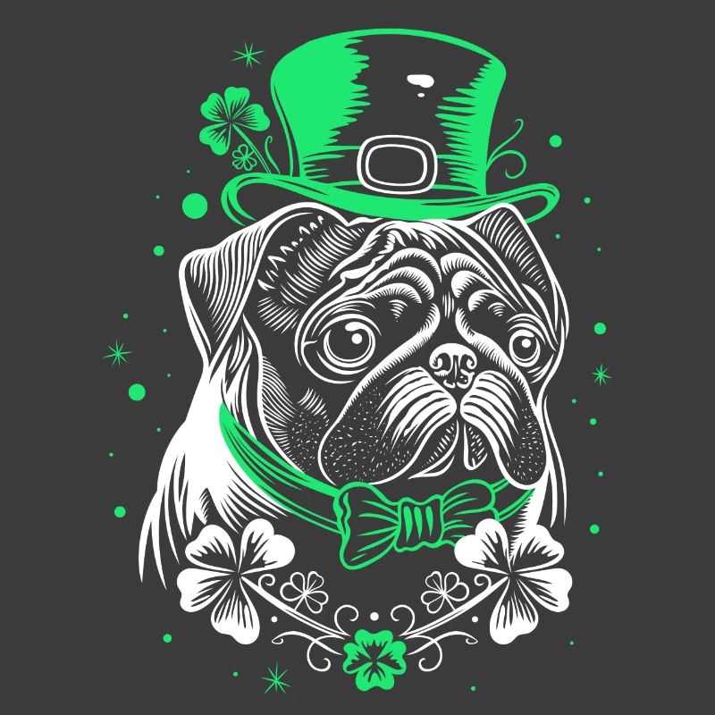 Mops mit St Patricks Day Hut