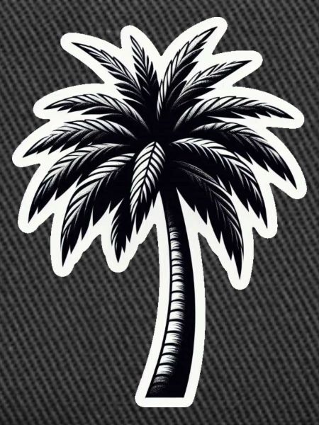 Palm tree black white