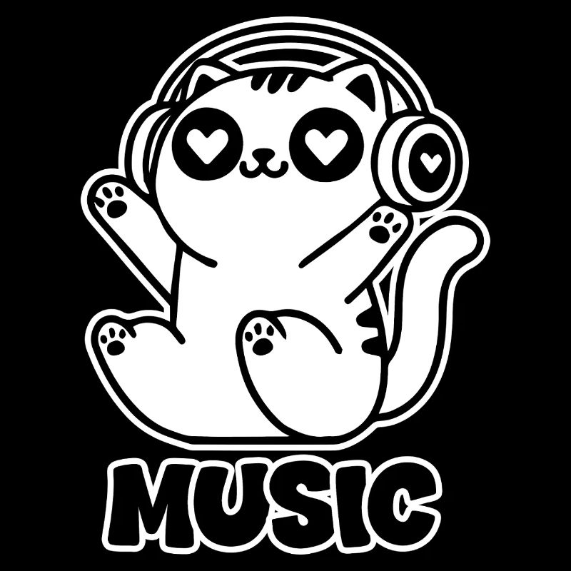 Herzäugige Katze mit Kopfhörern - Music Design