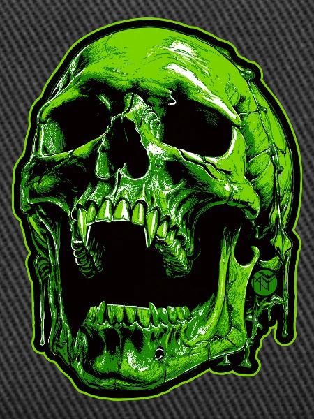 Green Vampire Skull