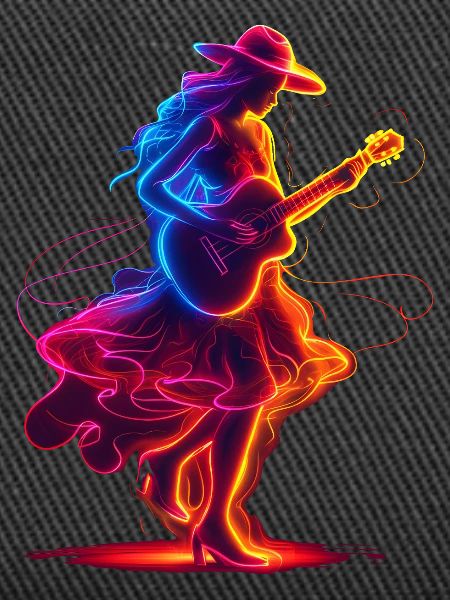Gitarrist Mädchen Synthwave