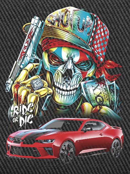 Skull, Bold, Red Car
