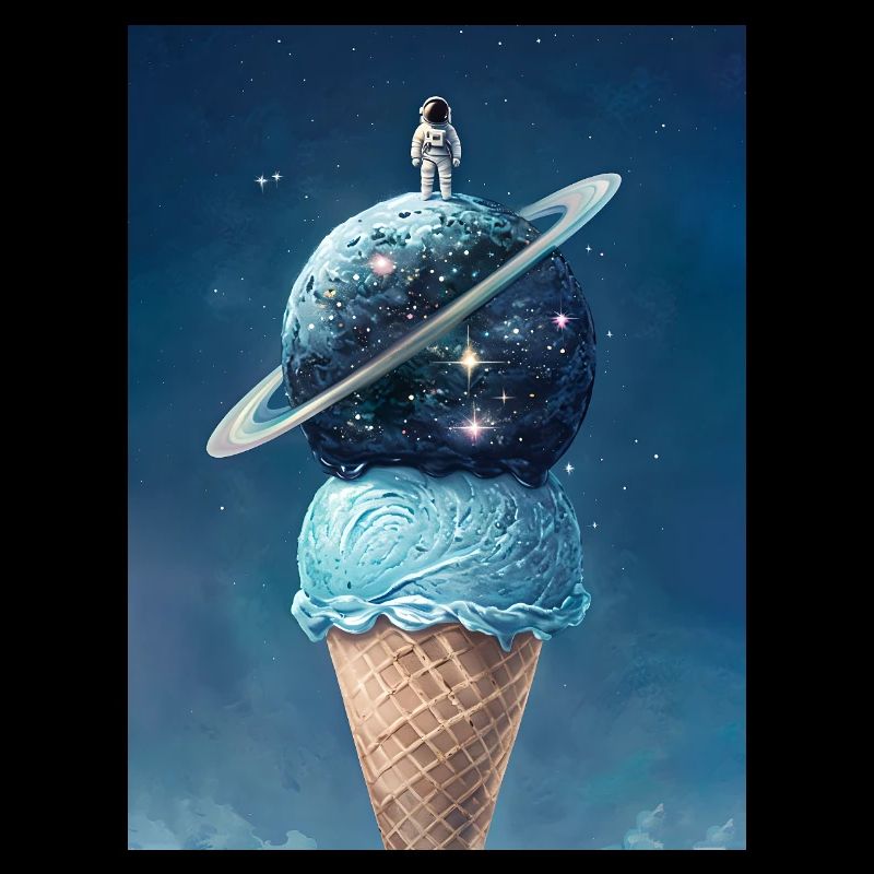 Glace spatiale et astronaute au sommet