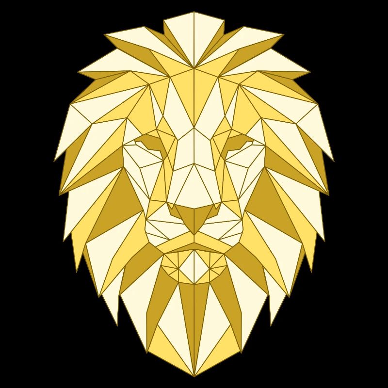 Tête de lion géométrique dans les tons dorés