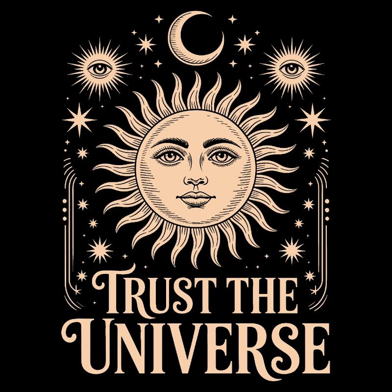 Trust The Universe Mystisches Boho Sonne und Mond