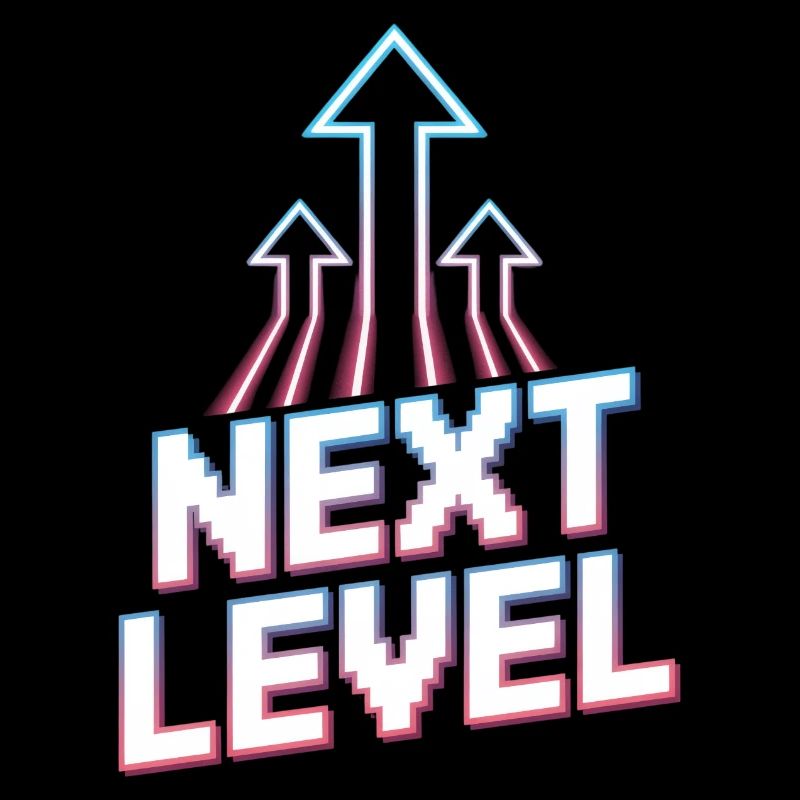 Next Level Gamer Pixel Retro Aufstieg Pfeile