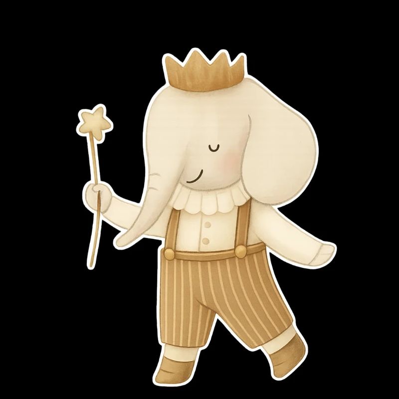 Éléphant royal en salopette