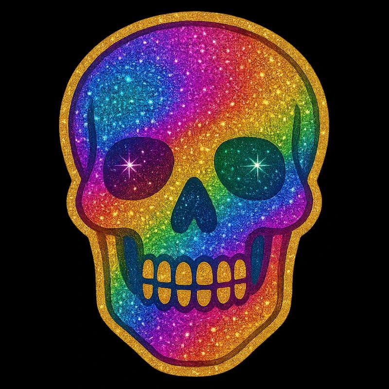 Rainbow Skull Glitter for Halloween