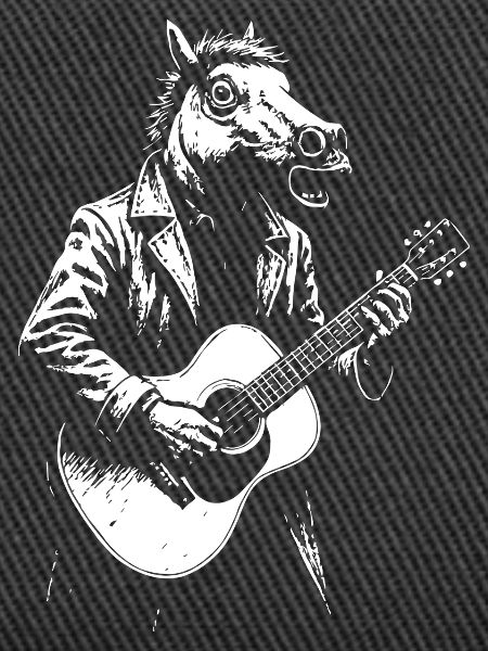 Gitarre Pferd im Anzug