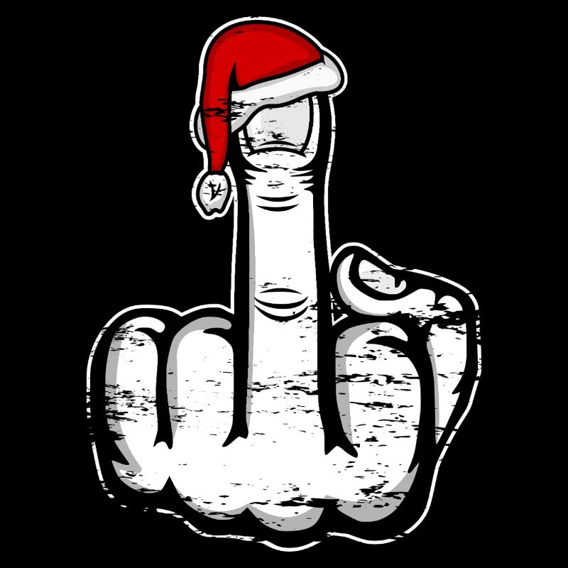 Christmas middle finger with Santa hat used