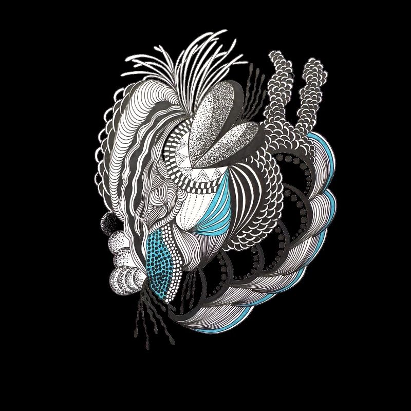 Organic Line Art Blue Accent