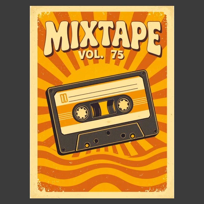 Retro-Mixtape-Illustration mit warmen Siebzigern