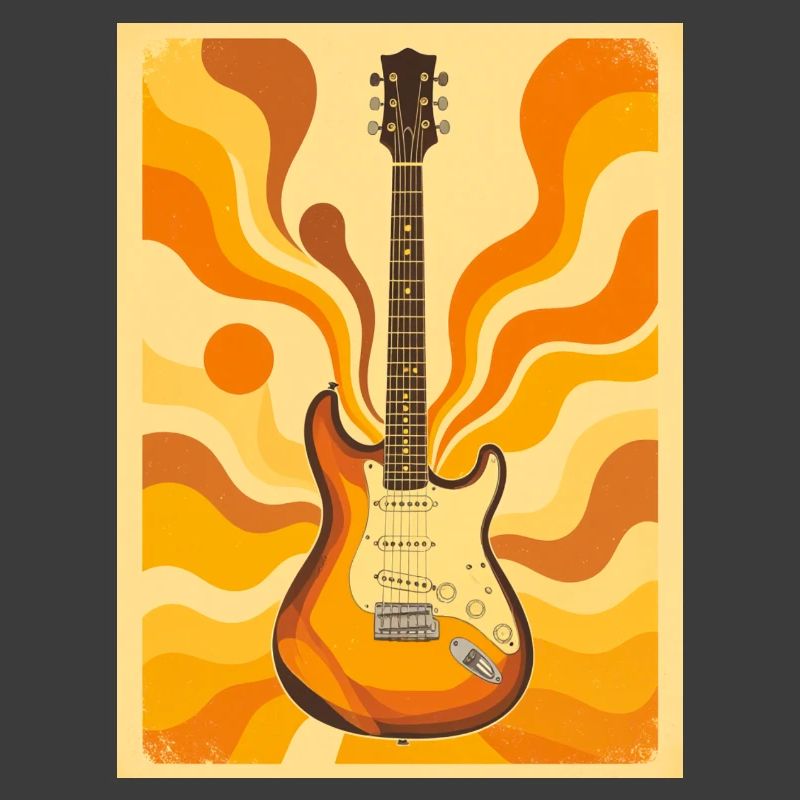 Psychedelic Retro Guitar with Vibrant Seventies 