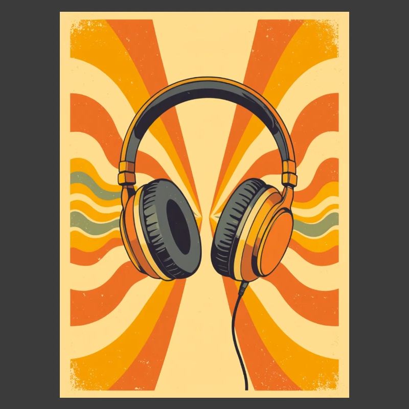 Warme Retro-Kopfhörer mit groovy Circular Vibrati