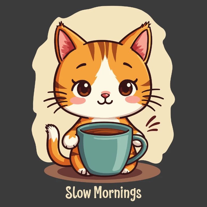 Langsame Morgenkatze mit Kaffee
