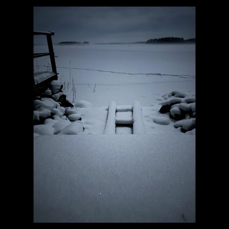 Snowy bridge winter moment