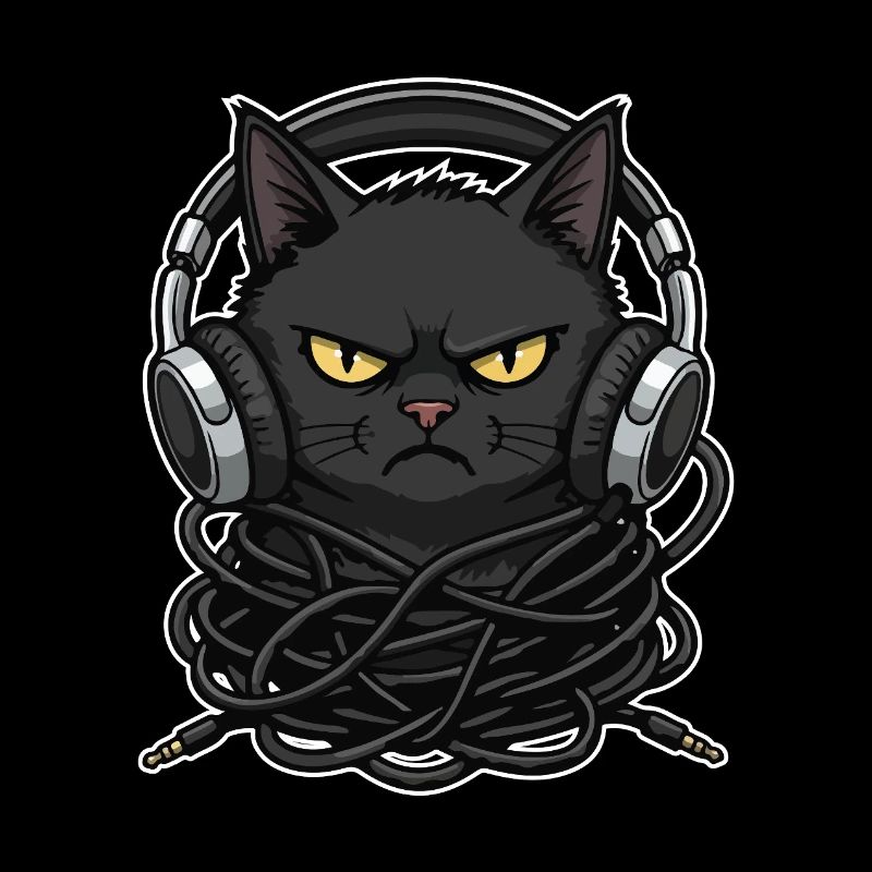 Kabel-Chaos-Katzen-Musik-Kopfhörer