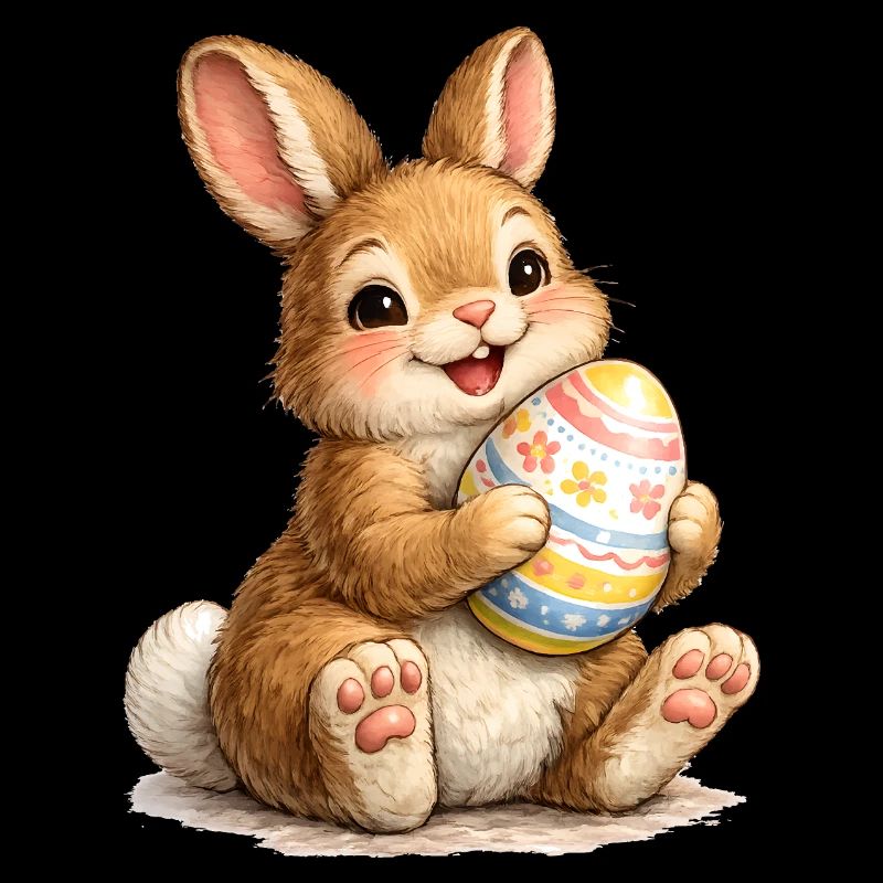 Illustration de lapin avec œuf de Pâques