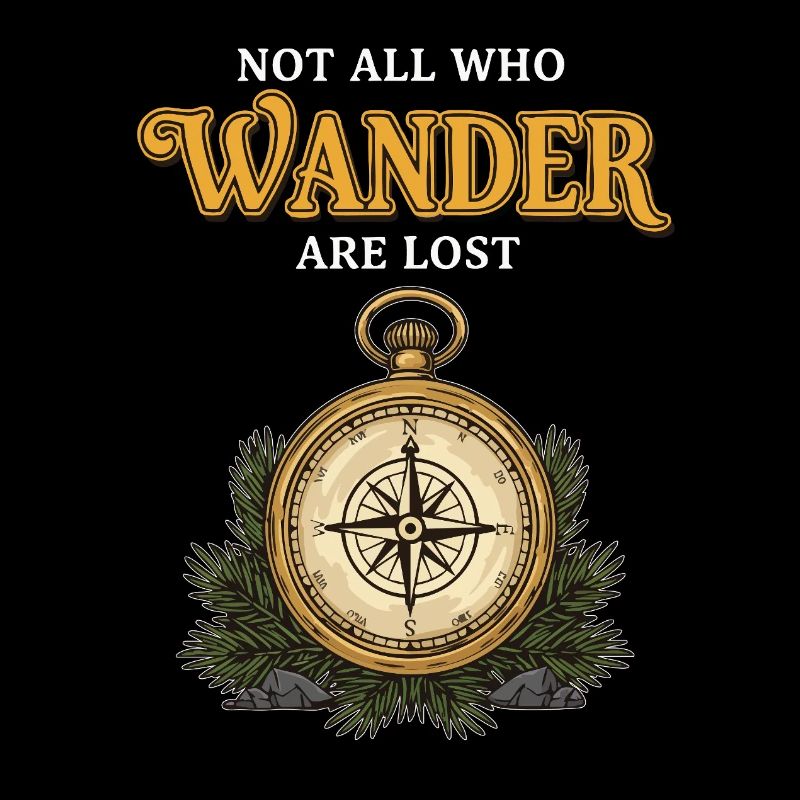 Camping Compass Humor Quote Wander Lost