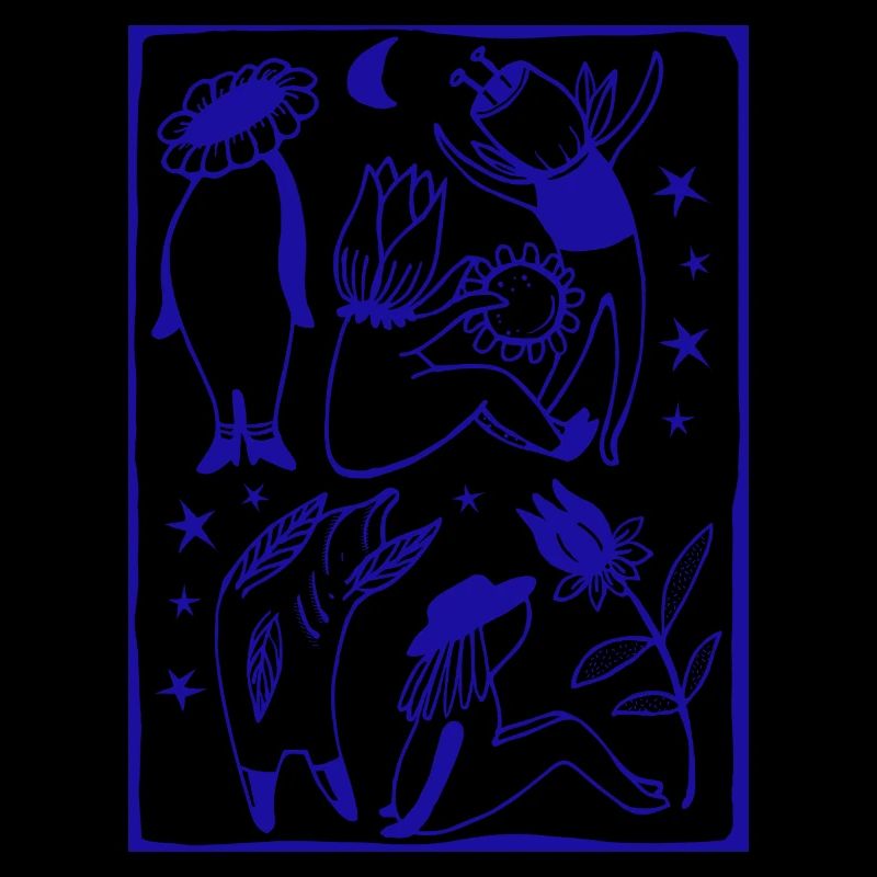 Figures de danse au clair de lune dans la forêt étoilée