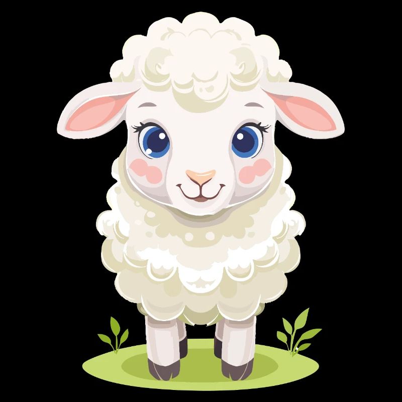 Cuddly lamb on green pasture