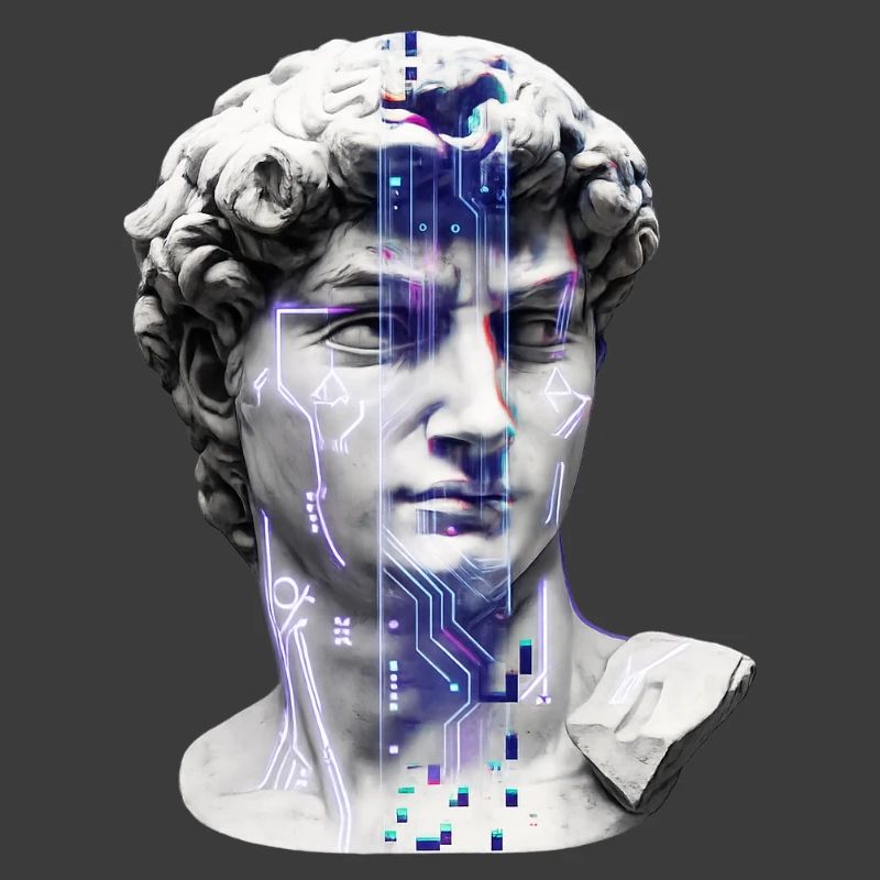 Buste cybernétique classique néon