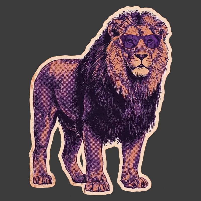 Cool lion with sunglasses