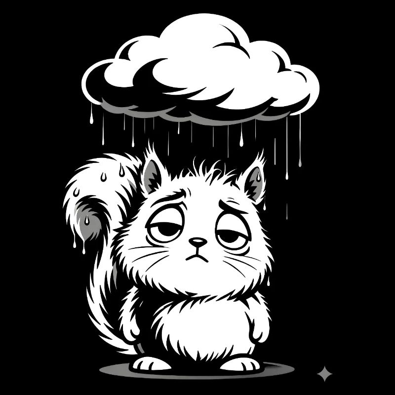 Squirrel in the Rain - Cute Vintage Design
