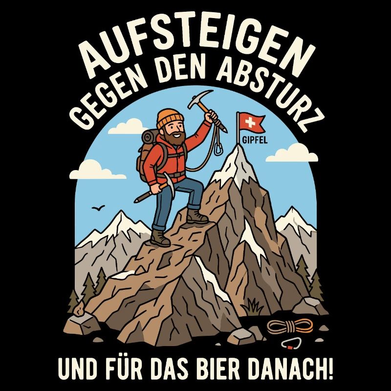 Bergsteiger gegen Abstieg Bier Danach