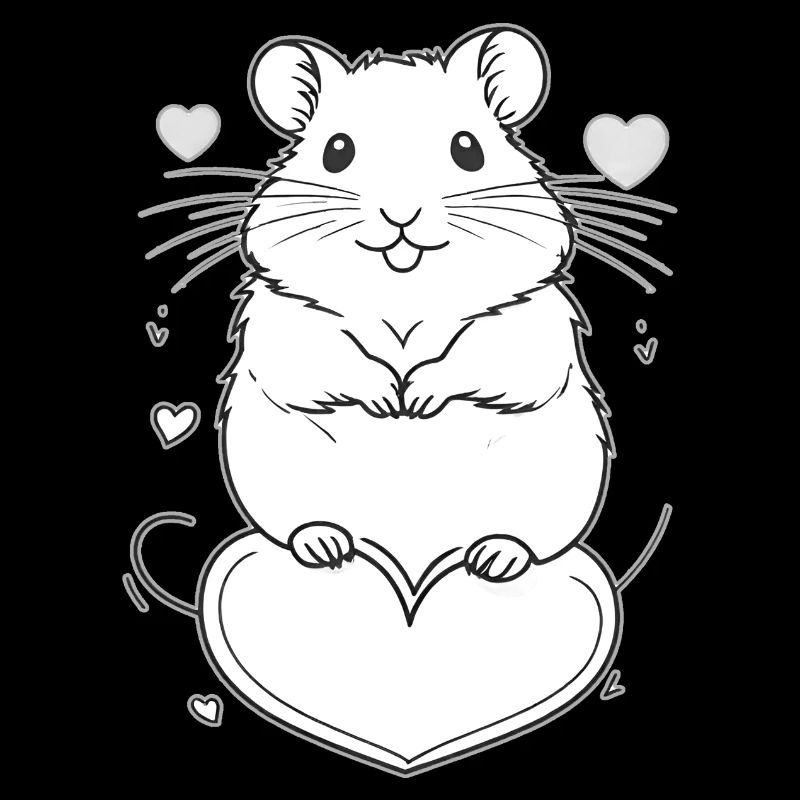 Cute hamster with heart frame