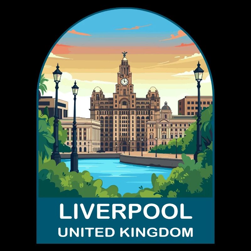 Liverpool Skyline UK Uferillustration